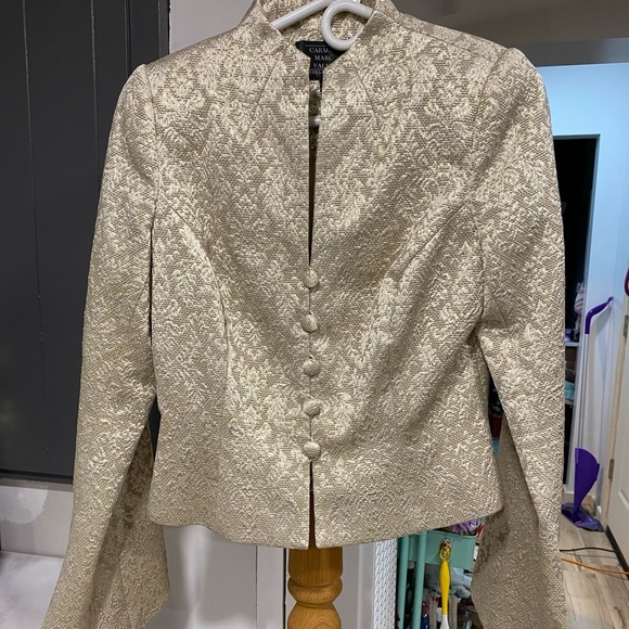 Marc Valvo collection satin skirt size 6 jacket appliqué size 8 sheen &shine 6/8 - Picture 4 of 10